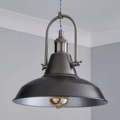 Alternative view of Dunelm Lucas Industrial 1 Light Pendant Pewter Ceiling Fitting