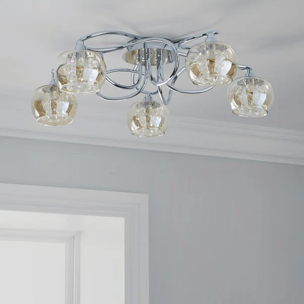 Dunelm Seychelles 5 Light Chrome Ceiling Fitting 2 Dunelm Seychelles 5 Light Chrome Ceiling Fitting - Image 2