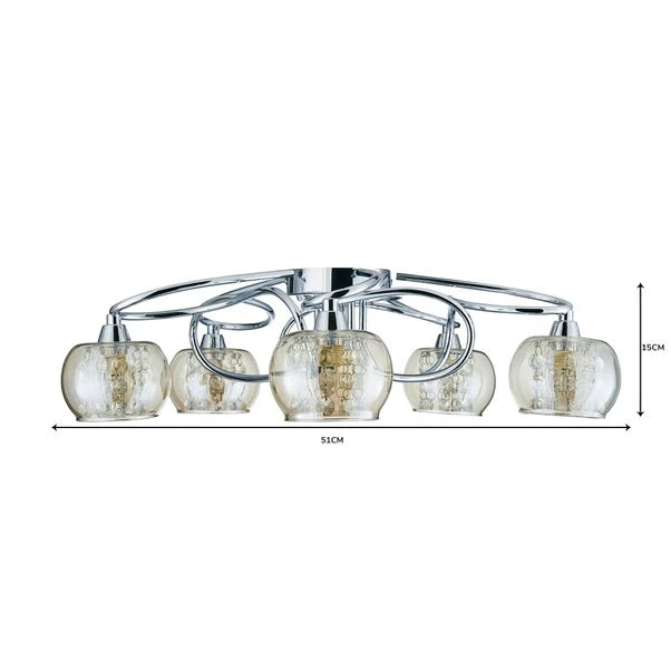Dunelm Seychelles 5 Light Chrome Ceiling Fitting 6 Dunelm Seychelles 5 Light Chrome Ceiling Fitting - Image 6