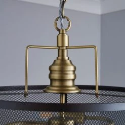 Dunelm Kalix 2 Light Mesh Black Gold Ceiling Fitting -Lava Lamp Shop 1000111870 alt02