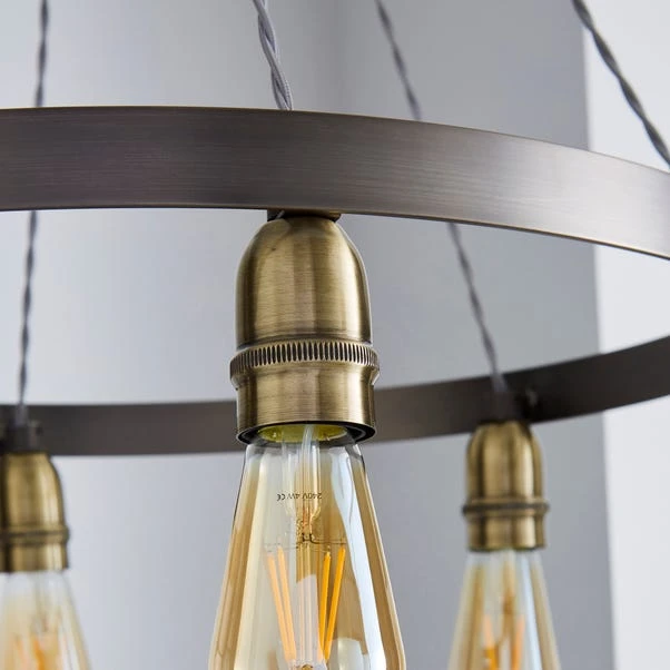 Dunelm Marsden Industrial 6 Light Hoop Antique Brass Ceiling Fitting 3 Dunelm Marsden Industrial 6 Light Hoop Antique Brass Ceiling Fitting - Image 3