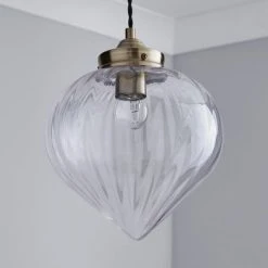 Alternative view of Dunelm Rio Voyager 1 Light Pendant Ribbed Glass Ceiling Fitting