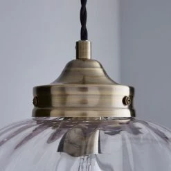 Dunelm Rio Voyager 1 Light Pendant Ribbed Glass Ceiling Fitting -Lava Lamp Shop 1000112039 alt02