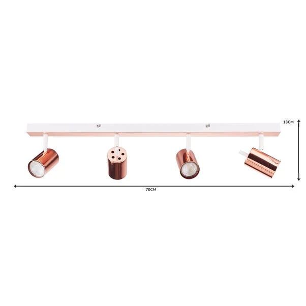 Dunelm Carter 4 Light Copper Spotlight 6 Dunelm Carter 4 Light Copper Spotlight - Image 6