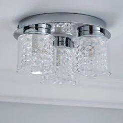 Alternative view of Dunelm Hylton 3 Light Glass Bathroom Flush Ceiling Fitting