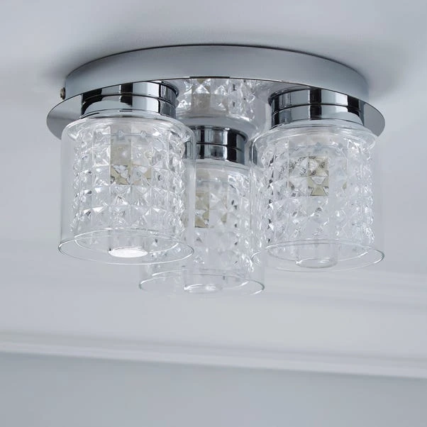 Dunelm Hylton 3 Light Glass Bathroom Flush Ceiling Fitting 2 Dunelm Hylton 3 Light Glass Bathroom Flush Ceiling Fitting - Image 2