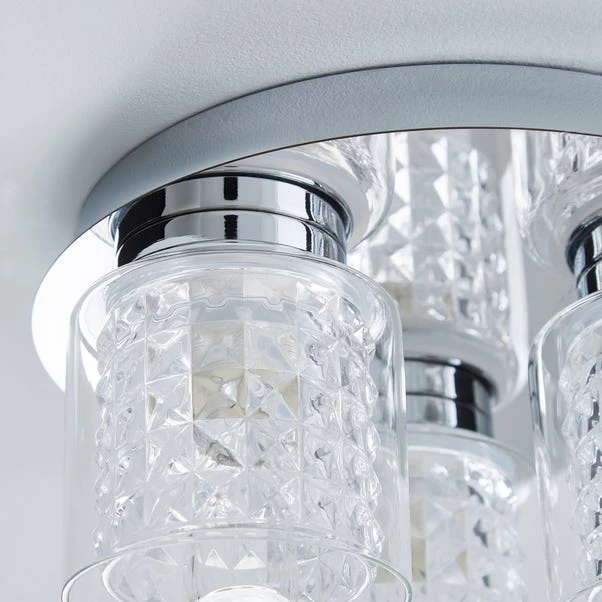 Dunelm Hylton 3 Light Glass Bathroom Flush Ceiling Fitting 4 Dunelm Hylton 3 Light Glass Bathroom Flush Ceiling Fitting - Image 4