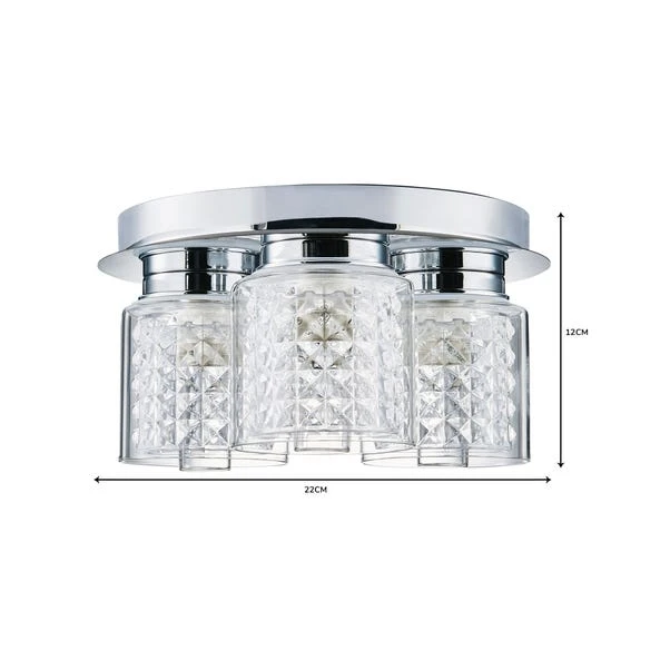 Dunelm Hylton 3 Light Glass Bathroom Flush Ceiling Fitting 6 Dunelm Hylton 3 Light Glass Bathroom Flush Ceiling Fitting - Image 6