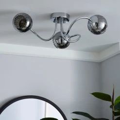 Alternative view of Dunelm Arta 3 Light Semi-Flush Chrome Ceiling Fitting