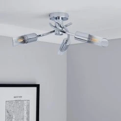Alternative view of Dunelm Corvus 3 Light Chrome Semi-Flush Ceiling Fitting