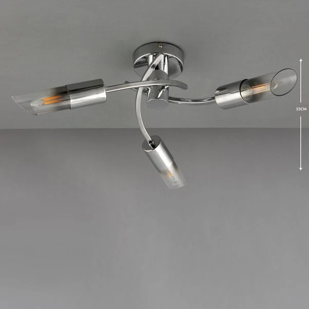 Dunelm Corvus 3 Light Chrome Semi-Flush Ceiling Fitting 5 Dunelm Corvus 3 Light Chrome Semi-Flush Ceiling Fitting - Image 5