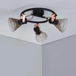 Alternative view of Dunelm Milas 3 Light Black Industrial Semi-Flush Ceiling Fitting