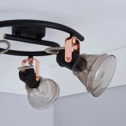 Dunelm Milas 3 Light Black Industrial Semi-Flush Ceiling Fitting -Lava Lamp Shop 1000139082 alt03