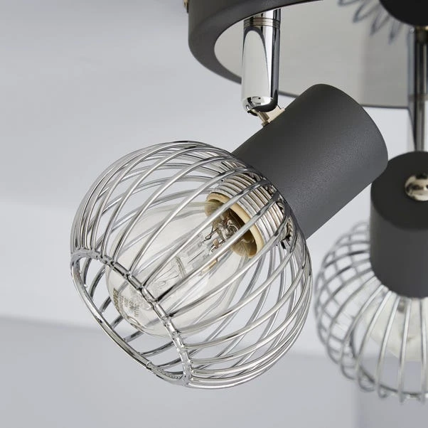 Dunelm Mattia 3 Light Wire Cage Matt Grey Spotlight 3 Dunelm Mattia 3 Light Wire Cage Matt Grey Spotlight - Image 3