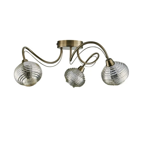 Dunelm Temossi 3 Light Mercury Glass Semi-Flush Ceiling Fitting 5 Dunelm Temossi 3 Light Mercury Glass Semi-Flush Ceiling Fitting - Image 5