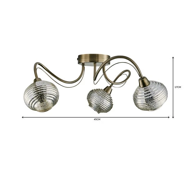 Dunelm Temossi 3 Light Mercury Glass Semi-Flush Ceiling Fitting 6 Dunelm Temossi 3 Light Mercury Glass Semi-Flush Ceiling Fitting - Image 6
