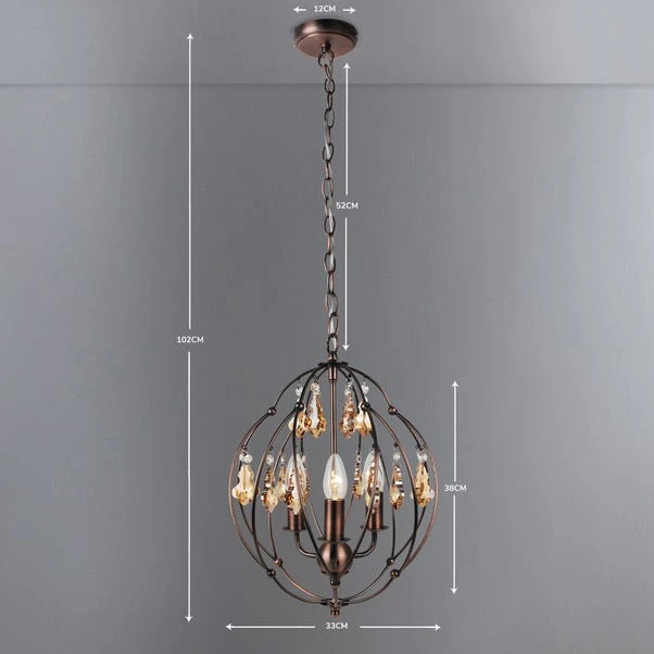 Dunelm Salino Globe 3 Light Antique Copper Chandelier 5 Dunelm Salino Globe 3 Light Antique Copper Chandelier - Image 5