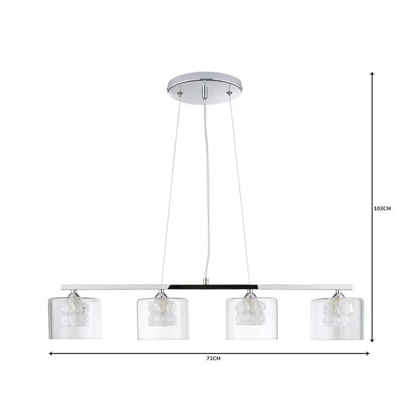 Dunelm Erie 4 Light Bar Glass Diner Ceiling Fitting 6 Dunelm Erie 4 Light Bar Glass Diner Ceiling Fitting - Image 6