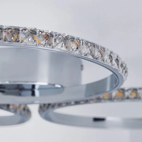 Dunelm Oraylia 3 Light Integrated LED Hoops Jewel Chrome Ceiling Fitting 3 Dunelm Oraylia 3 Light Integrated LED Hoops Jewel Chrome Ceiling Fitting - Image 3