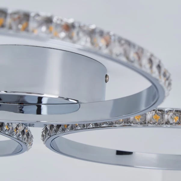 Dunelm Oraylia 3 Light Integrated LED Hoops Jewel Chrome Ceiling Fitting 4 Dunelm Oraylia 3 Light Integrated LED Hoops Jewel Chrome Ceiling Fitting - Image 4