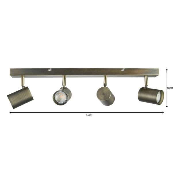 Dunelm Newark 4 Light Antique Bronze Spotlight Bar 6 Dunelm Newark 4 Light Antique Bronze Spotlight Bar - Image 6
