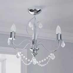 Alternative view of Dunelm Elizabeth 3 Light Bathroom Chrome Chandelier