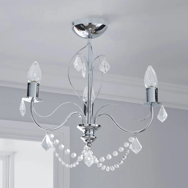 Dunelm Elizabeth 3 Light Bathroom Chrome Chandelier 2 Dunelm Elizabeth 3 Light Bathroom Chrome Chandelier - Image 2