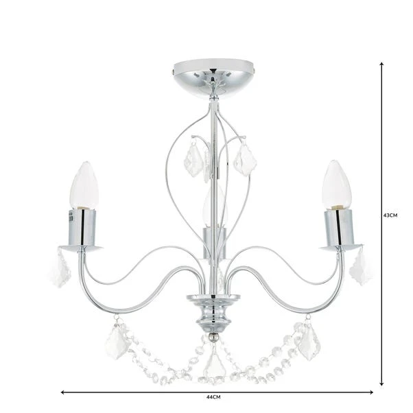 Dunelm Elizabeth 3 Light Bathroom Chrome Chandelier 6 Dunelm Elizabeth 3 Light Bathroom Chrome Chandelier - Image 6