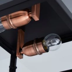 Dunelm Aneska 2 Light Black And Copper Flush Ceiling Fitting -Lava Lamp Shop 1000149129 alt02