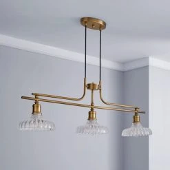 Alternative view of Dunelm Colt 3 Light Diner Antique Brass Ceiling Fitting