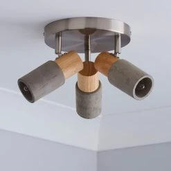 Alternative view of Dunelm Inka 3 Light Concrete Wood Spotlight