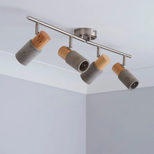 Dunelm Inka 4 Light Concrete Wood Spotlight Bar 2 Dunelm Inka 4 Light Concrete Wood Spotlight Bar - Image 2