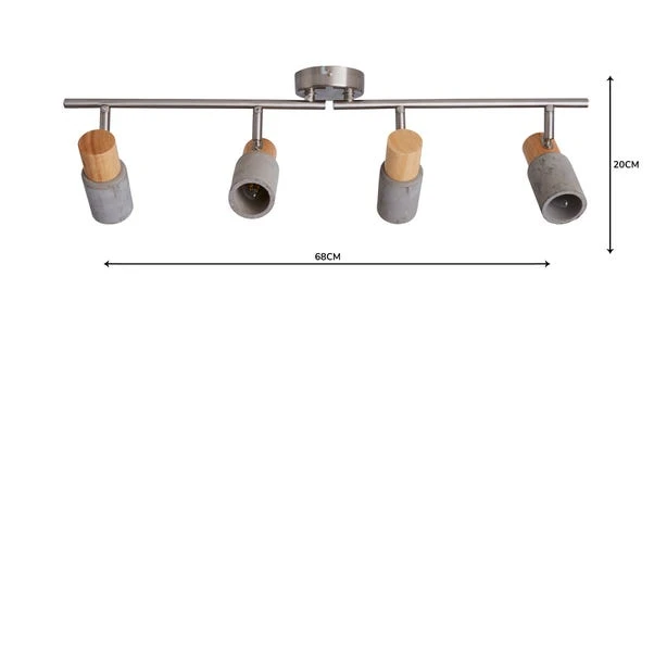 Dunelm Inka 4 Light Concrete Wood Spotlight Bar 5 Dunelm Inka 4 Light Concrete Wood Spotlight Bar - Image 5