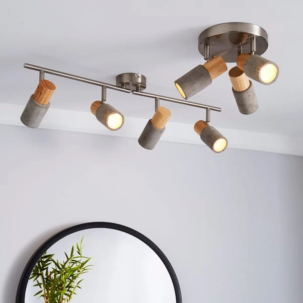Dunelm Inka 4 Light Concrete Wood Spotlight Bar 6 Dunelm Inka 4 Light Concrete Wood Spotlight Bar - Image 6