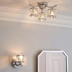 Dunelm Kleio 3 Light Glass Chrome Semi-Flush Ceiling Fitting -Lava Lamp Shop 1000157757 alt08