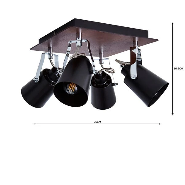 Dunelm Johan 4 Light Black Spotlight 5 Dunelm Johan 4 Light Black Spotlight - Image 5