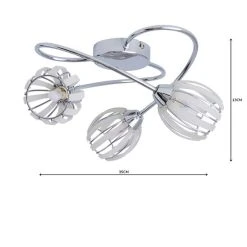 Dunelm Rosa 3 Light Chrome Semi-Flush Ceiling Fitting -Lava Lamp Shop 1000157761 alt04