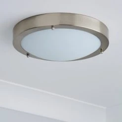 Alternative view of Dunelm Pluto 1 Light Frosted Glass Flush Ceiling Fitting