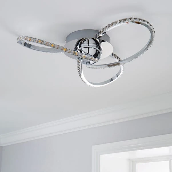 Dunelm Oria 3 Light Integrated LED Jewel Chrome Ceiling Fitting 2 Dunelm Oria 3 Light Integrated LED Jewel Chrome Ceiling Fitting - Image 2