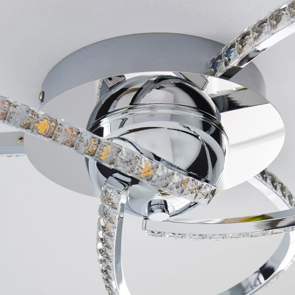 Dunelm Oria 3 Light Integrated LED Jewel Chrome Ceiling Fitting 4 Dunelm Oria 3 Light Integrated LED Jewel Chrome Ceiling Fitting - Image 4