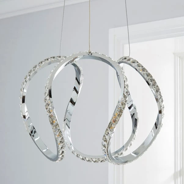 Dunelm Marsia 1 Light Integrated LED Swirl Jewel Chrome Ceiling Fitting 2 Dunelm Marsia 1 Light Integrated LED Swirl Jewel Chrome Ceiling Fitting - Image 2
