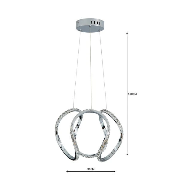 Dunelm Marsia 1 Light Integrated LED Swirl Jewel Chrome Ceiling Fitting 5 Dunelm Marsia 1 Light Integrated LED Swirl Jewel Chrome Ceiling Fitting - Image 5