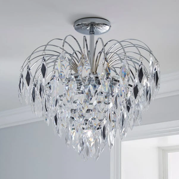 Dunelm Parla 3 Light Jewels Semi-Flush Ceiling Fitting 2 Dunelm Parla 3 Light Jewels Semi-Flush Ceiling Fitting - Image 2
