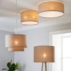Dunelm Sara 38cm Grey Shade Flush Ceiling Fitting -Lava Lamp Shop 1000158456 alt08