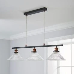 Alternative view of Dunelm Logan 3 Light Bar Glass Diner Industrial Ceiling Fitting
