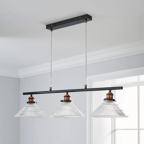 Dunelm Logan 3 Light Bar Glass Diner Industrial Ceiling Fitting 2 Dunelm Logan 3 Light Bar Glass Diner Industrial Ceiling Fitting - Image 2