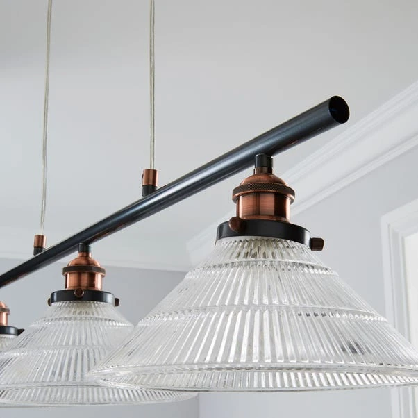 Dunelm Logan 3 Light Bar Glass Diner Industrial Ceiling Fitting 3 Dunelm Logan 3 Light Bar Glass Diner Industrial Ceiling Fitting - Image 3