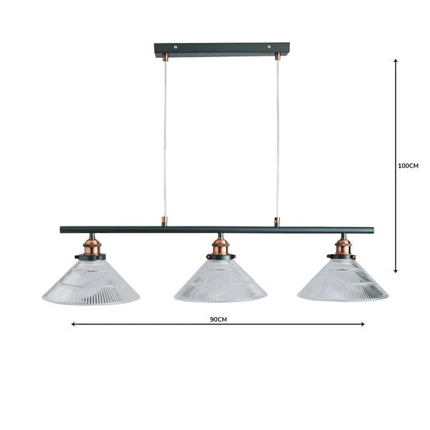 Dunelm Logan 3 Light Bar Glass Diner Industrial Ceiling Fitting 5 Dunelm Logan 3 Light Bar Glass Diner Industrial Ceiling Fitting - Image 5