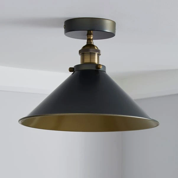 Dunelm Logan 1 Light Pendant Grey Industrial Semi-Flush Ceiling Fitting 2 Dunelm Logan 1 Light Pendant Grey Industrial Semi-Flush Ceiling Fitting - Image 2