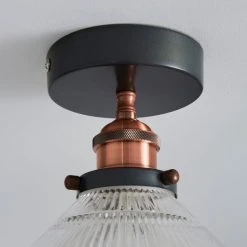 Dunelm Logan 1 Light Pendant Glass Industrial Semi-Flush Ceiling Fitting 9 Dunelm Logan 1 Light Pendant Glass Industrial Semi-Flush Ceiling Fitting -Lava Lamp Shop 1000158469 alt03